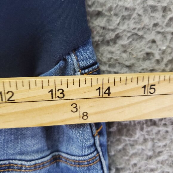 S.O.N.G. Jeans Womens Medium Blue Maternity Distressed Full Panel Skinny - Picture 4 of 9
